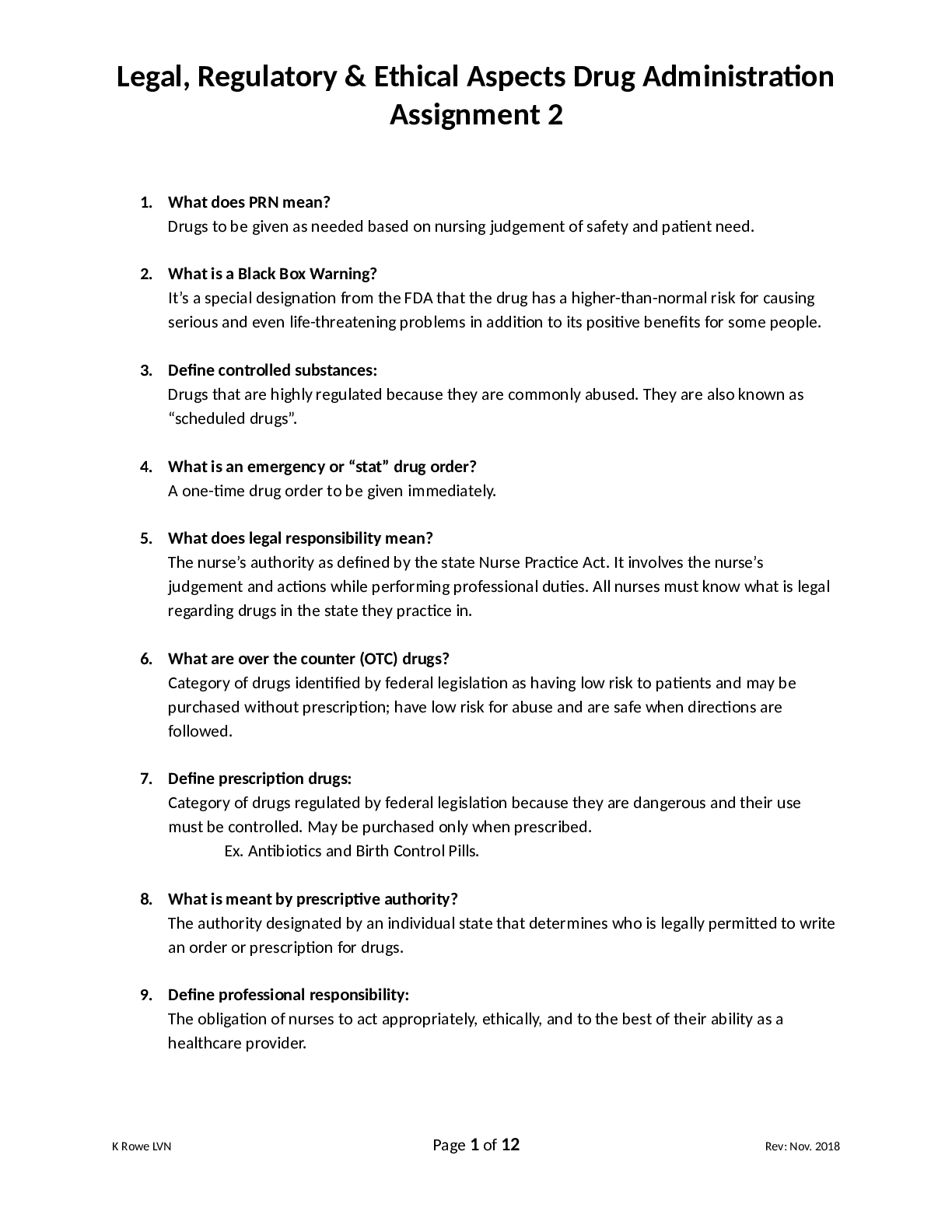 Preview image for NURS 180 Assignment 2 Legal, Regulatory & Ethical Aspects Drug Administration